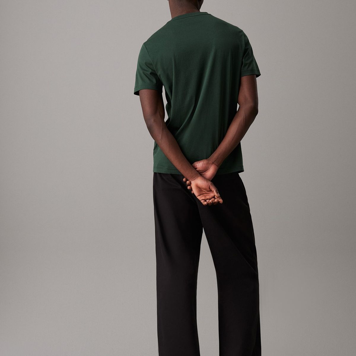 CALVIN KLEIN - Camiseta verde de algodón con parche de goma Calvin Klein