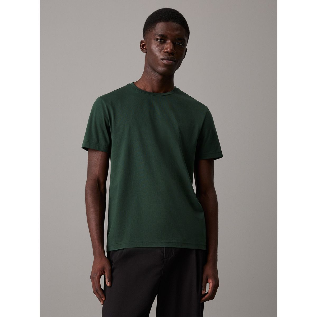 CALVIN KLEIN - Camiseta verde de algodón con parche de goma Calvin Klein