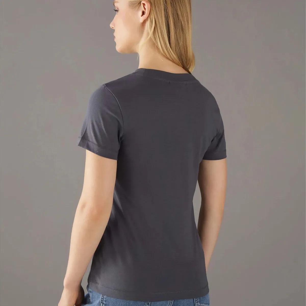 CALVIN KLEIN - Camiseta negra slim con logotipo tonal Calvin Klein