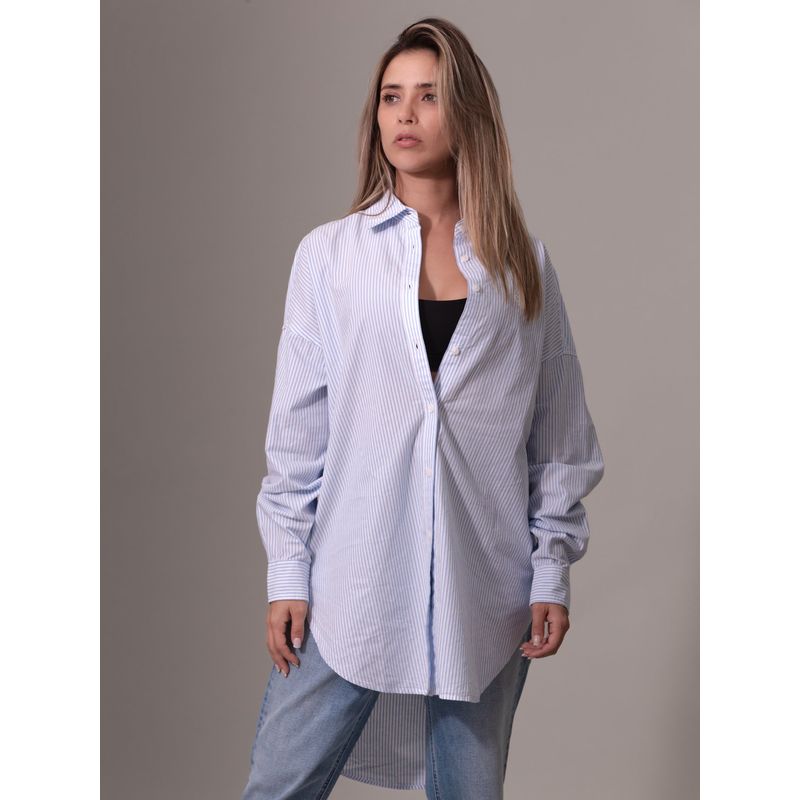 CALVIN KLEIN - Camisa azul oversized manga larga Calvin Klein
