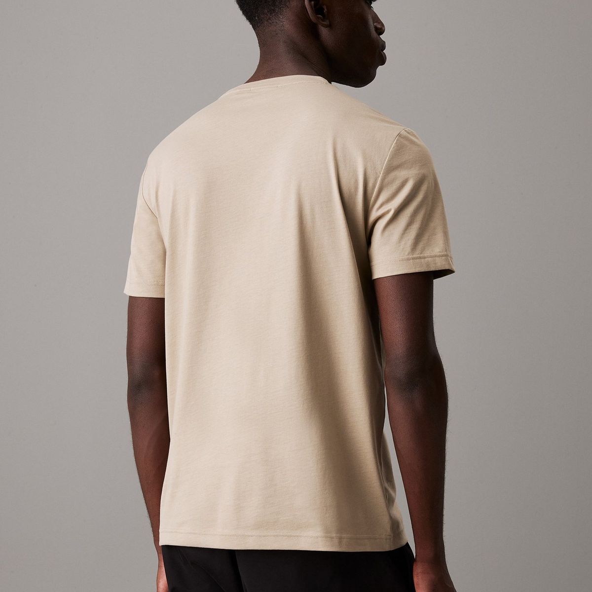 CALVIN KLEIN - Camiseta beige de algodón con parche de goma Calvin Klein