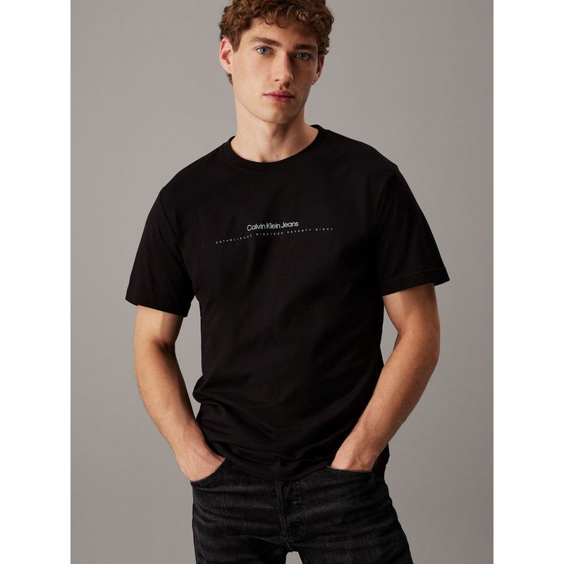 CALVIN KLEIN - Camiseta negra con logo pequeño Calvin Klein