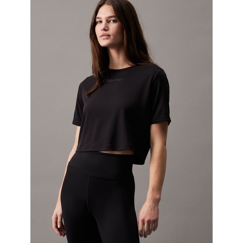 CALVIN KLEIN - Camiseta negra cropped deportiva Calvin Klein