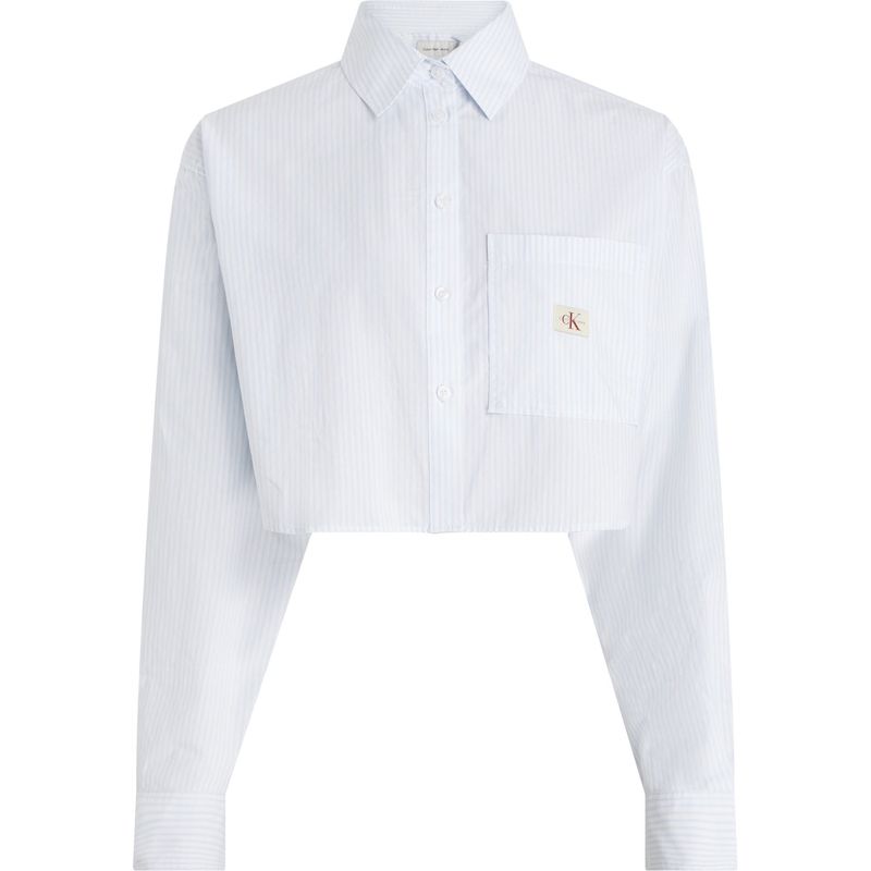 CALVIN KLEIN - Camisa blanca cropped de popelín de algodón Calvin Klein