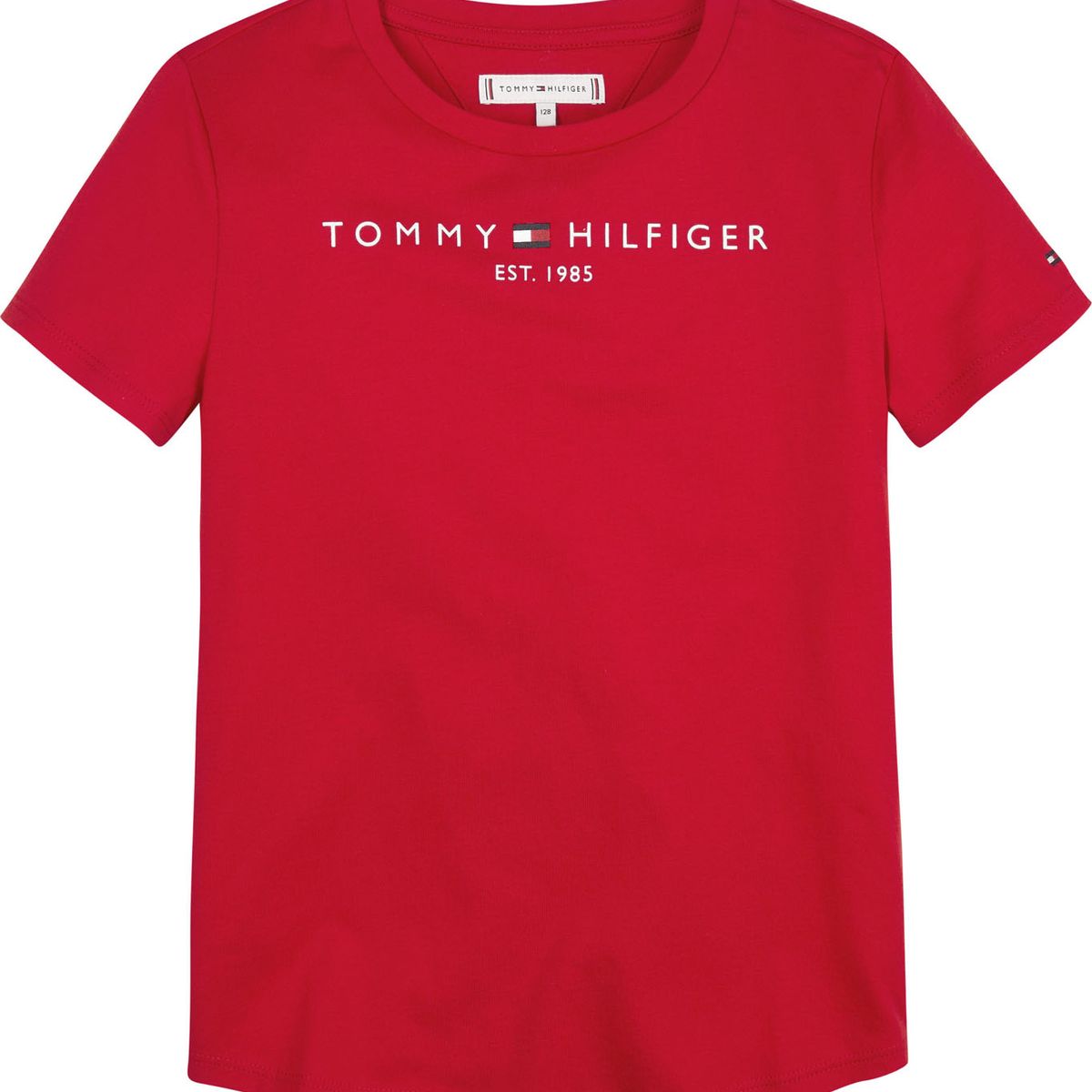 TOMMY HILFIGER - Camiseta Niña Roja Essential De Corte Slim Con Logo Tommy Hilfiger