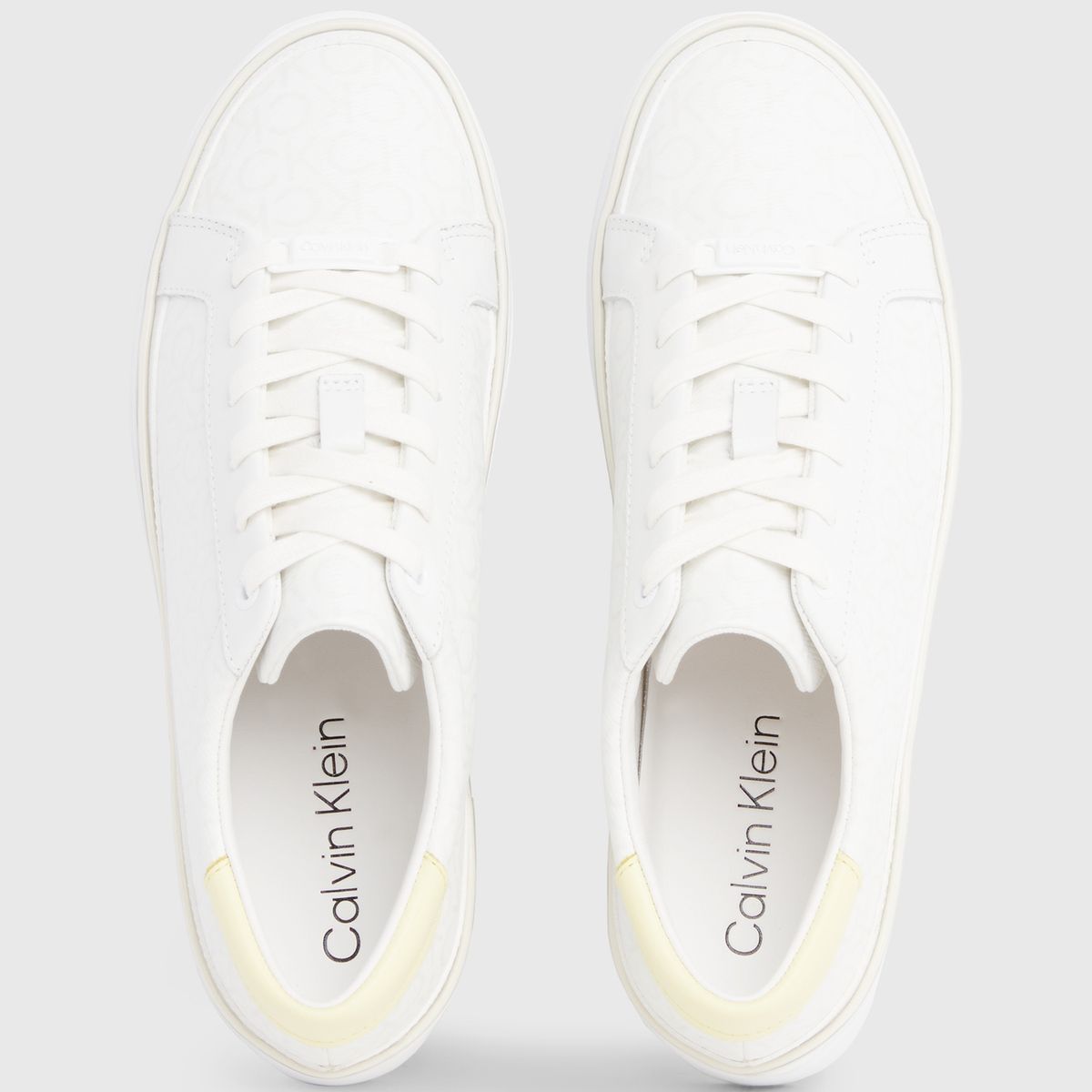 CALVIN KLEIN - Tenis blanco blanco con plataforma y monograma Calvin Klein