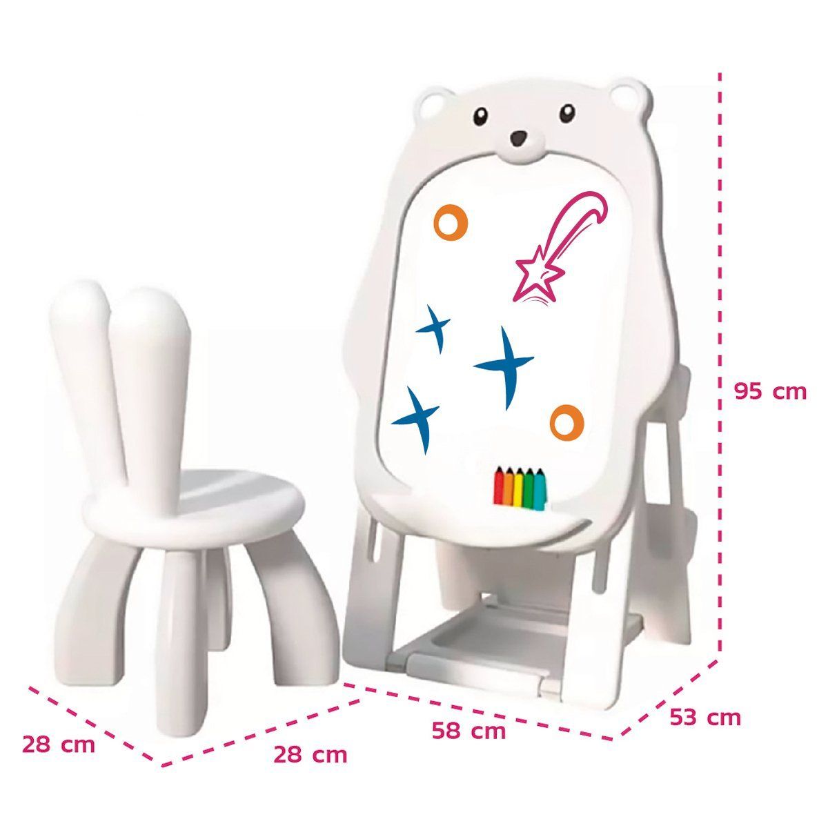 ENFANTASY - Tablero pizarra magnética con silla y organizador