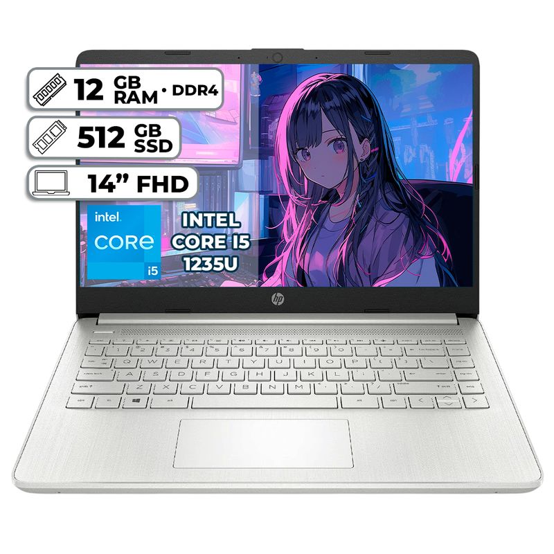 HP - PORTATIL HP INTEL CORE I5 1235U 12GB RAM 512GB SSD PANTALLA 14 FHD