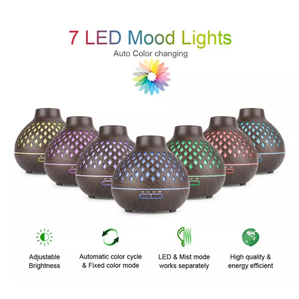 GENERICO - Difusor De Esencias 500ml Con Vapor Frío Y Control Remoto