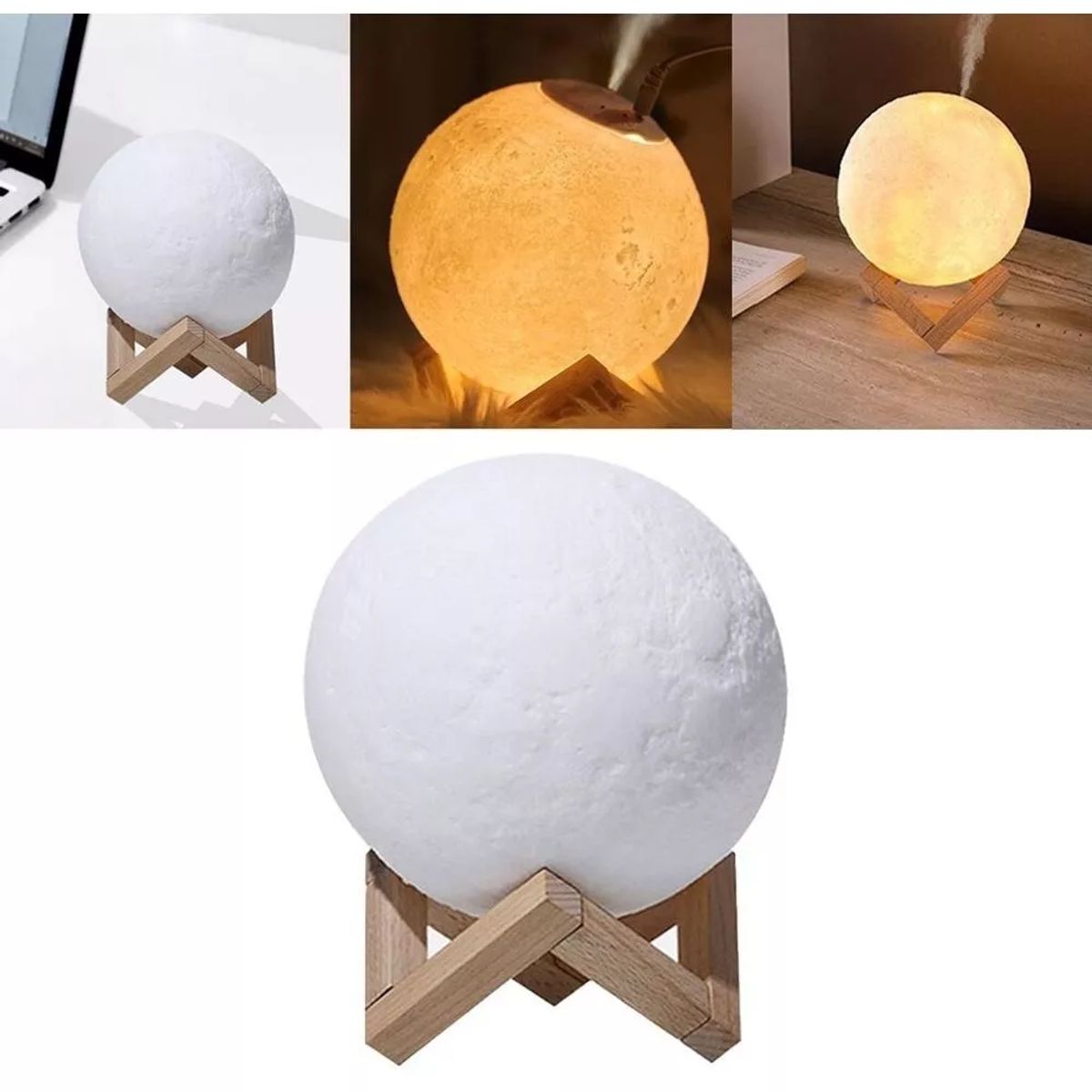 GENERICO - Humidificador Luna 3 Toques Con Luz Nocturna Led Con Base