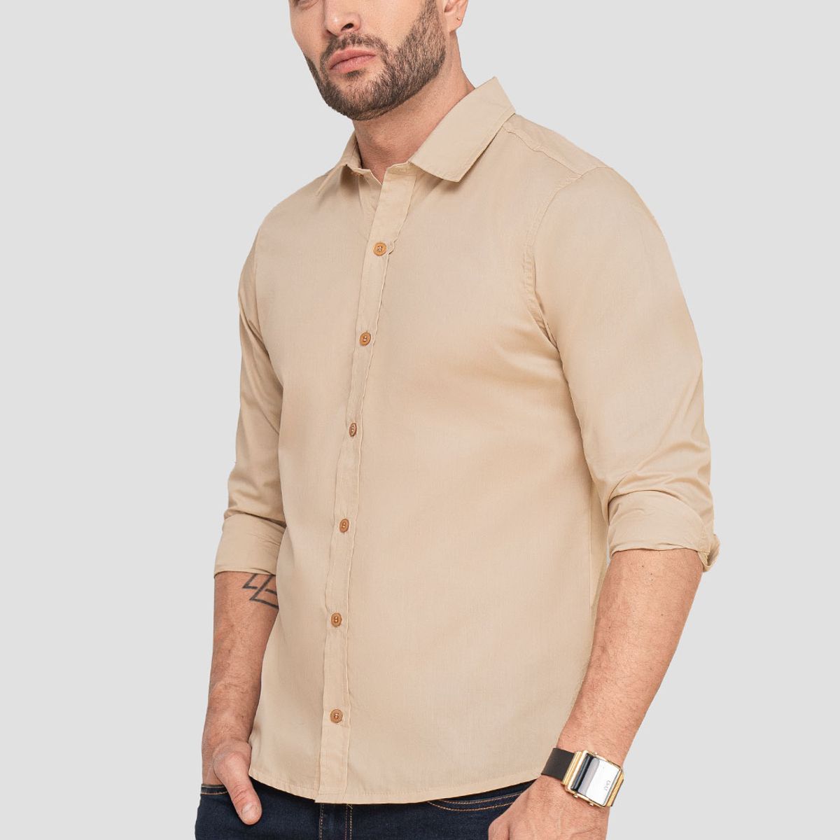 MARKETING PERSONAL - Camisa Hombre Beige Mp 103618