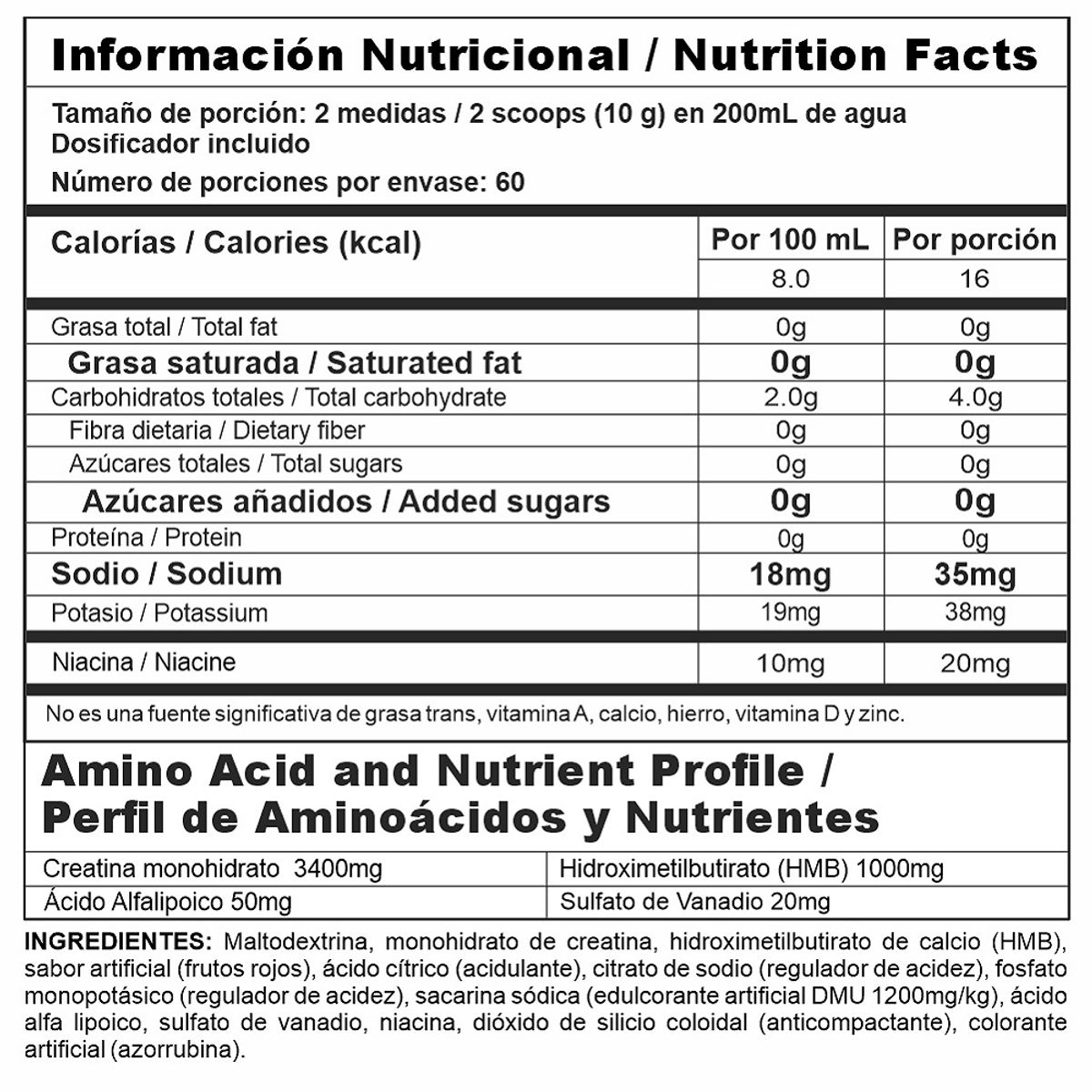 GENERICO - Crea Stack Nutramerican Sabor Frutos Rojos X 1.3lb