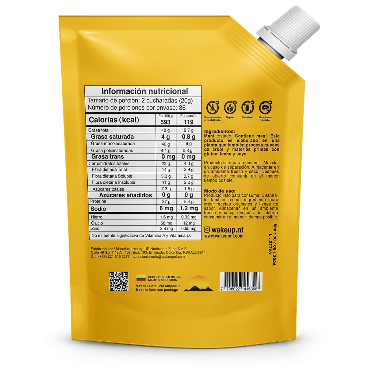 WAKEUP - Crema De Mani Wakeup Natural X 720g