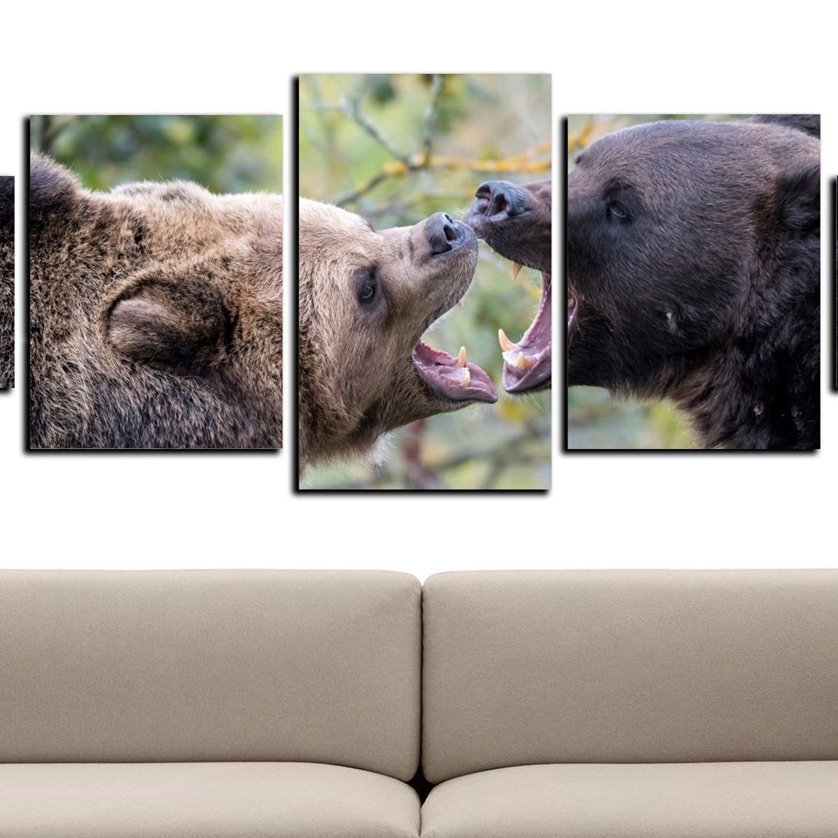 ART INDUSTRY - Cuadro 130x50cms 5 Piezas Decorativo Osos