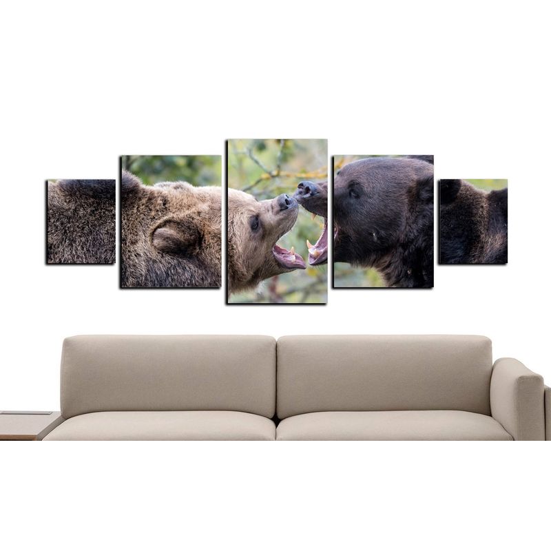 ART INDUSTRY - Cuadro 130x50cms 5 Piezas Decorativo Osos