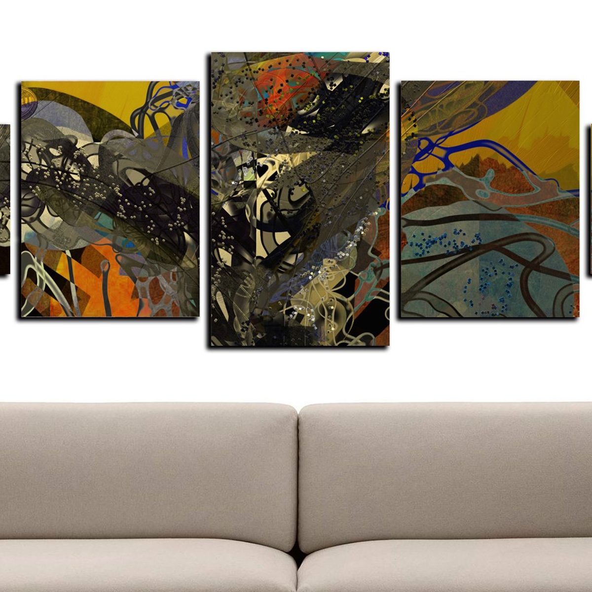 ART INDUSTRY - Cuadro 130x50cms 5pzs Decorativo Abstracto3