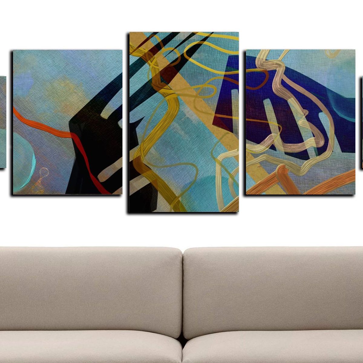 ART INDUSTRY - Cuadro 130x50cms 5pzs Decorativo Abstracto5