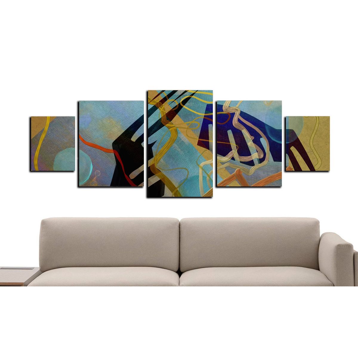 ART INDUSTRY - Cuadro 130x50cms 5pzs Decorativo Abstracto5