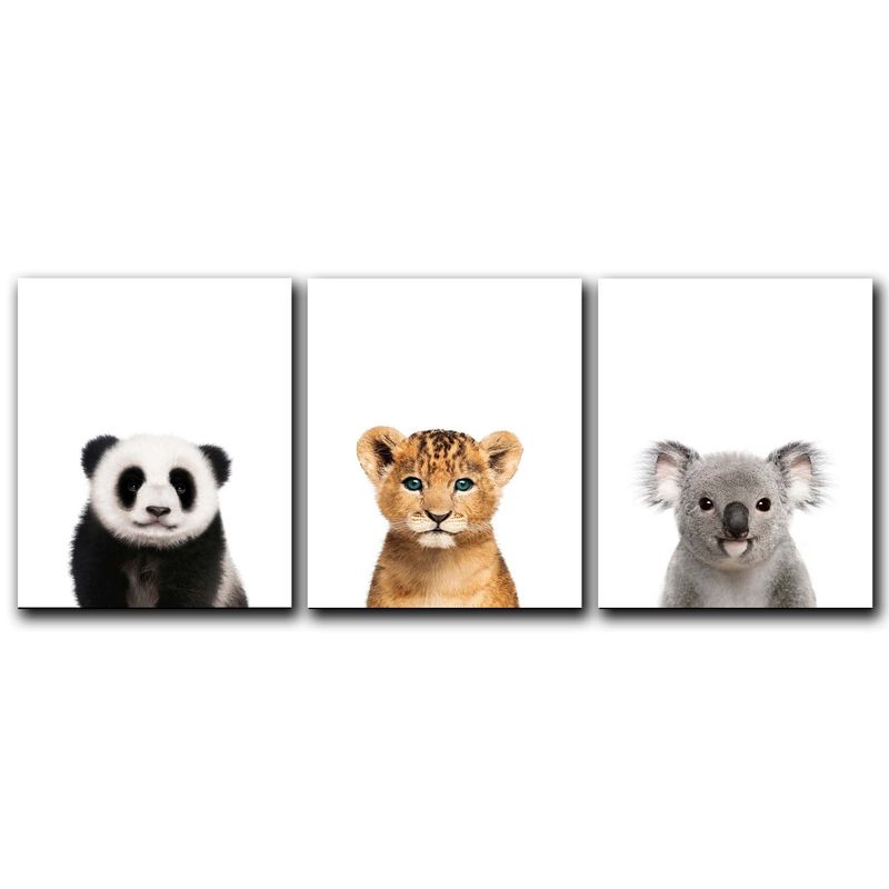 ART INDUSTRY - Triptico Cuadros Niños 40x30 Cms Set22 Leon Panda Koala