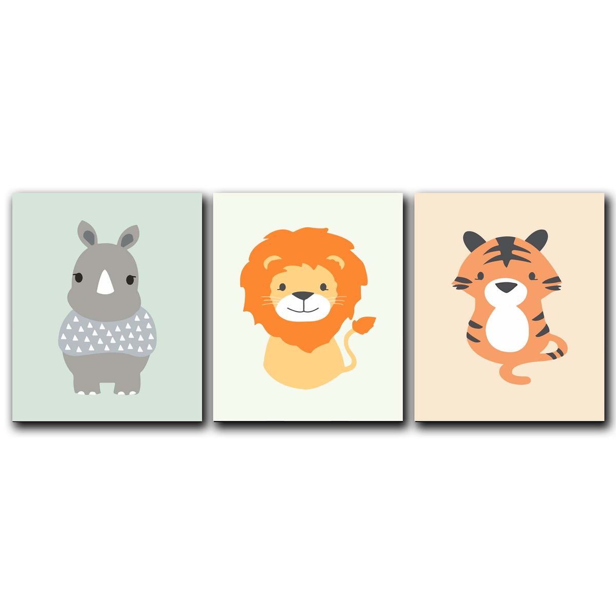 ART INDUSTRY - Triptico Cuadros Niños 40x30 Cms Set16 Rino Tigre Leon