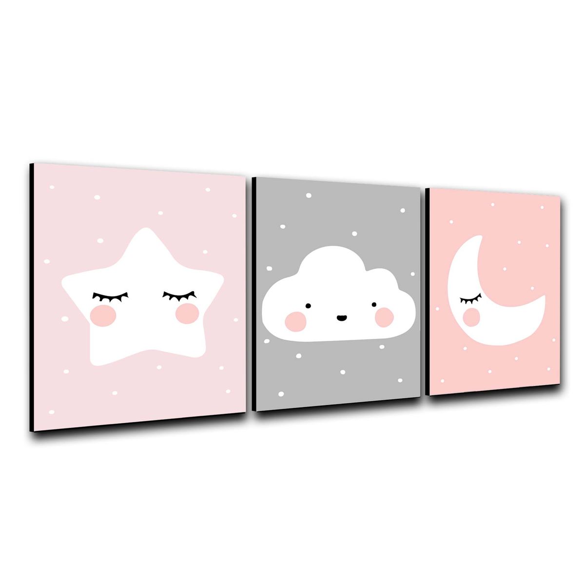 ART INDUSTRY - Triptico Cuadros Niños 40x30 Cms Set23 Nube Estrella Luna