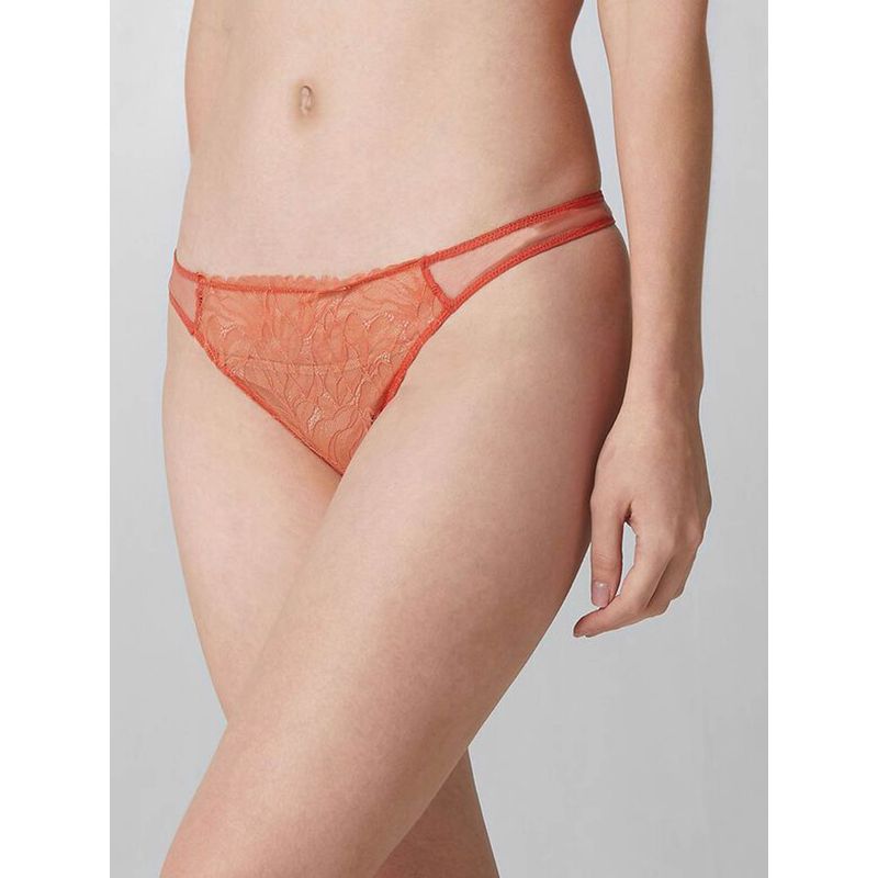 CALVIN KLEIN - Pantie Naranja Tipo Tanga Con Encaje Para Mujer Calvin Klein