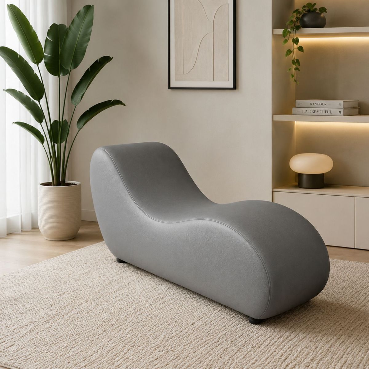 MAGIC CLASS - SILLÓN TANTRICO  DIVÁN ERGÓNOMICO MODERNO ECOCUERO GRIS