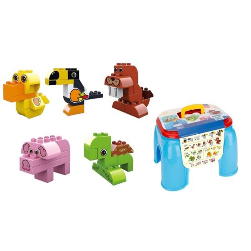 MARKET TOYS - Arma Todo Infantil Ficha Grande Con Silla + 45 Bloques