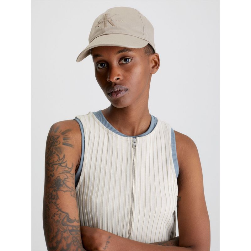 CALVIN KLEIN - Gorra beige de sarga de algodón Calvin Klein