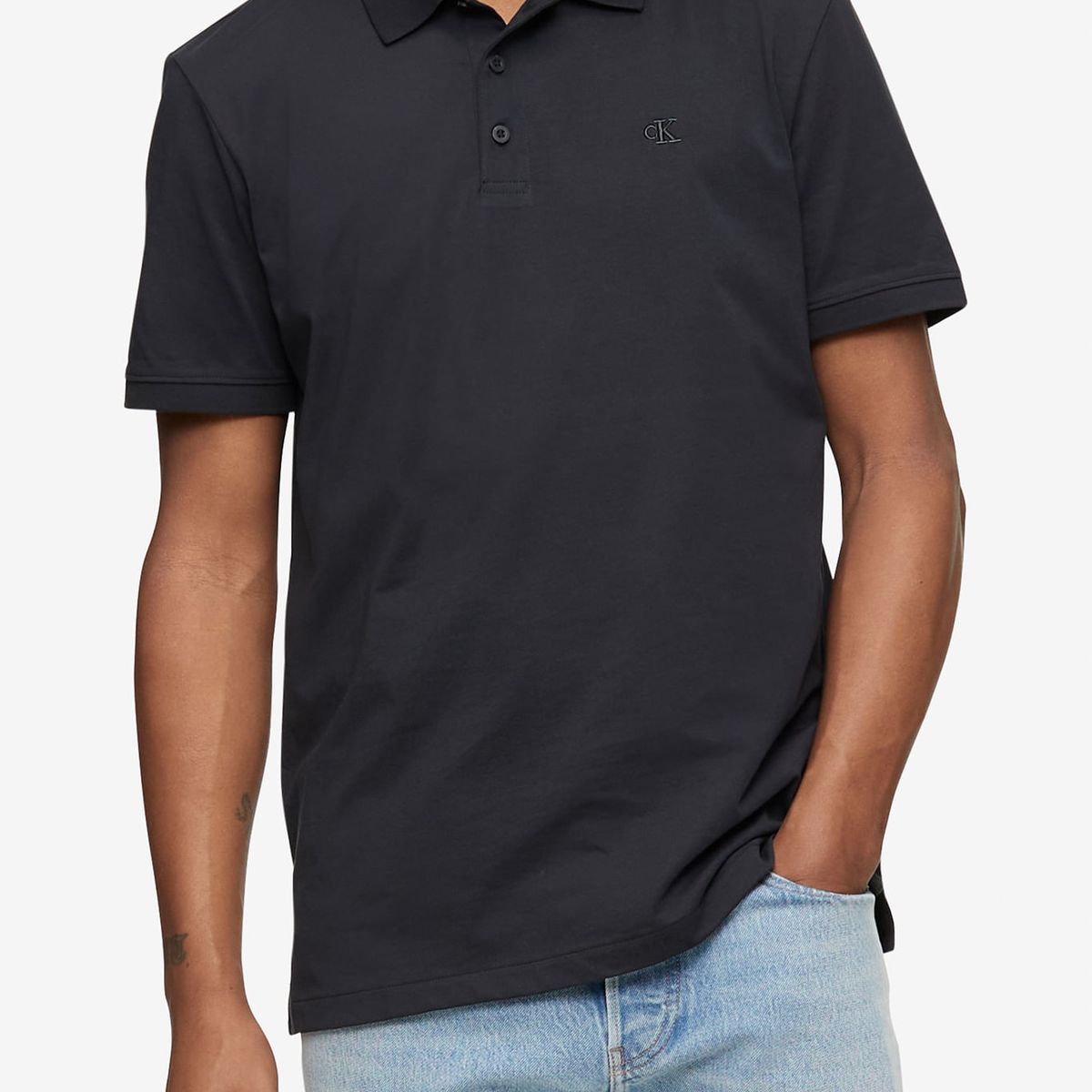 CALVIN KLEIN - Polo Negra Smooth De Algodón Solid Calvin Klein