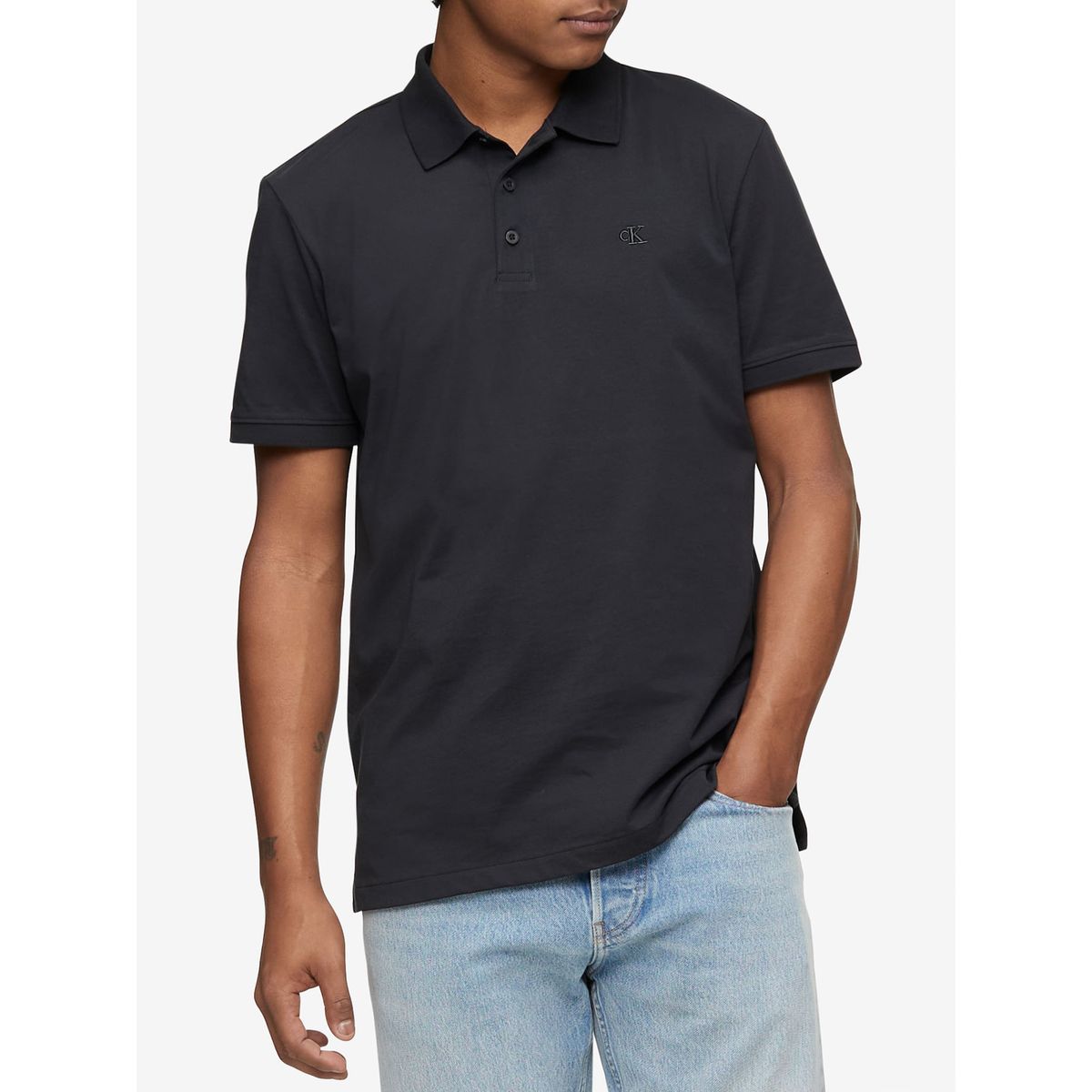 CALVIN KLEIN - Polo Negra Smooth De Algodón Solid Calvin Klein