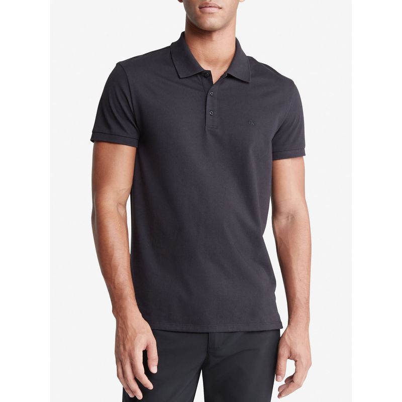 CALVIN KLEIN - Polo Negra Slim Solid Para Hombre Calvin Klein