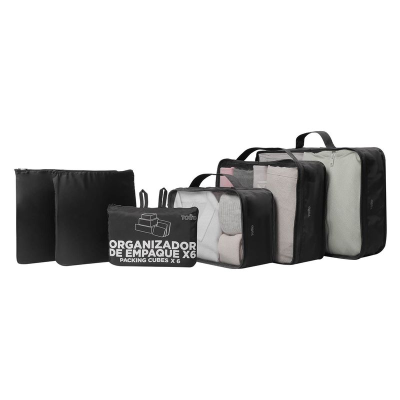 TOTTO - Organizador de Viaje Packing Cube X 6 Negro