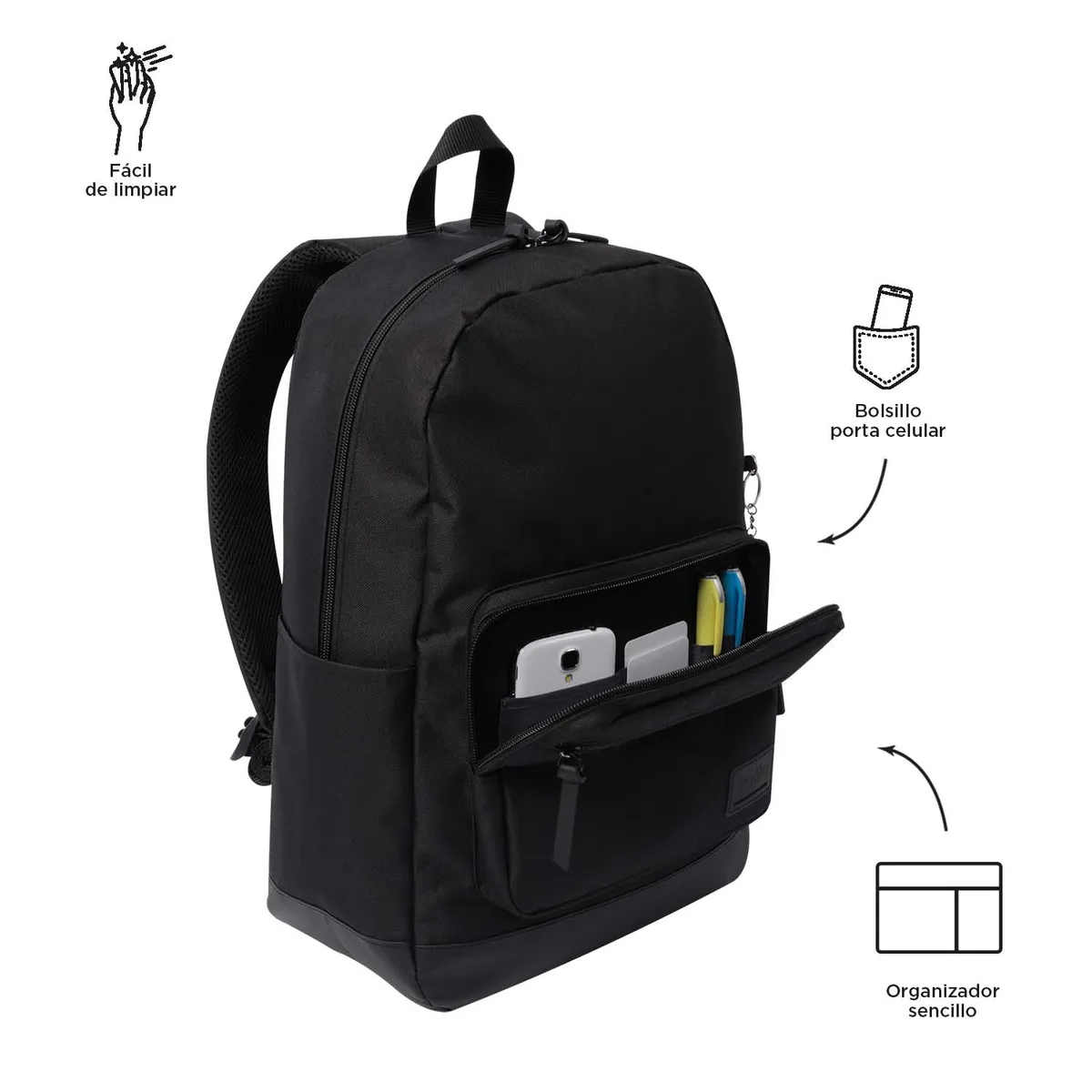 TOTTO - Morral Universitario Porta PC 14" Tocax Negro Unisex