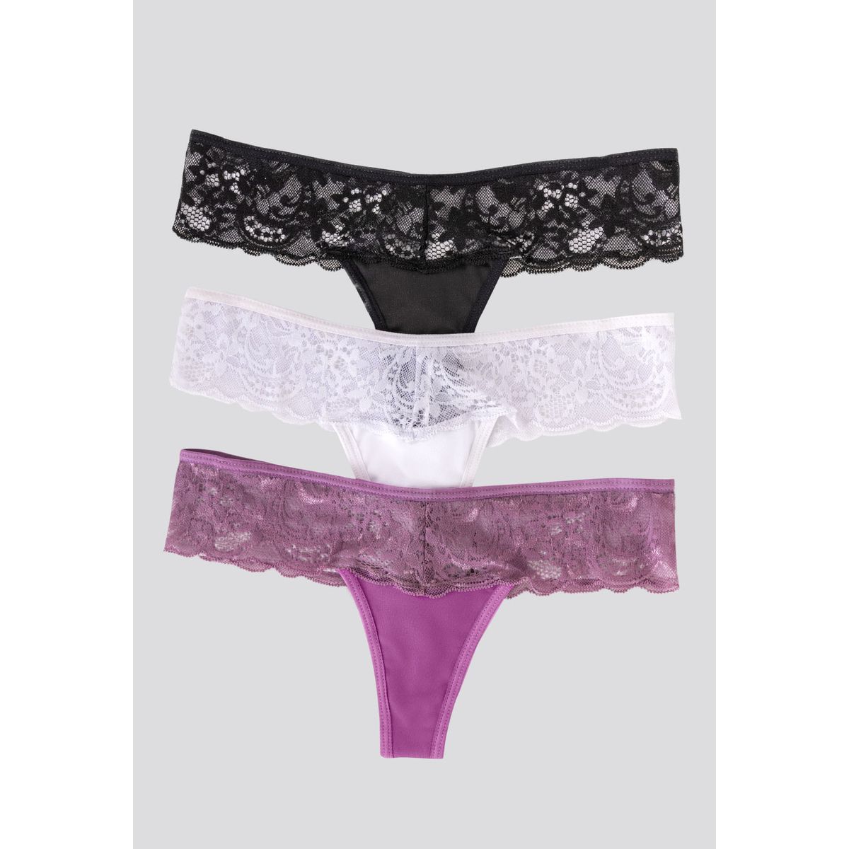 FORMAS INTIMAS - Brasilera Paq X3 Mujer Mora/Negro/Blanco FI 34542