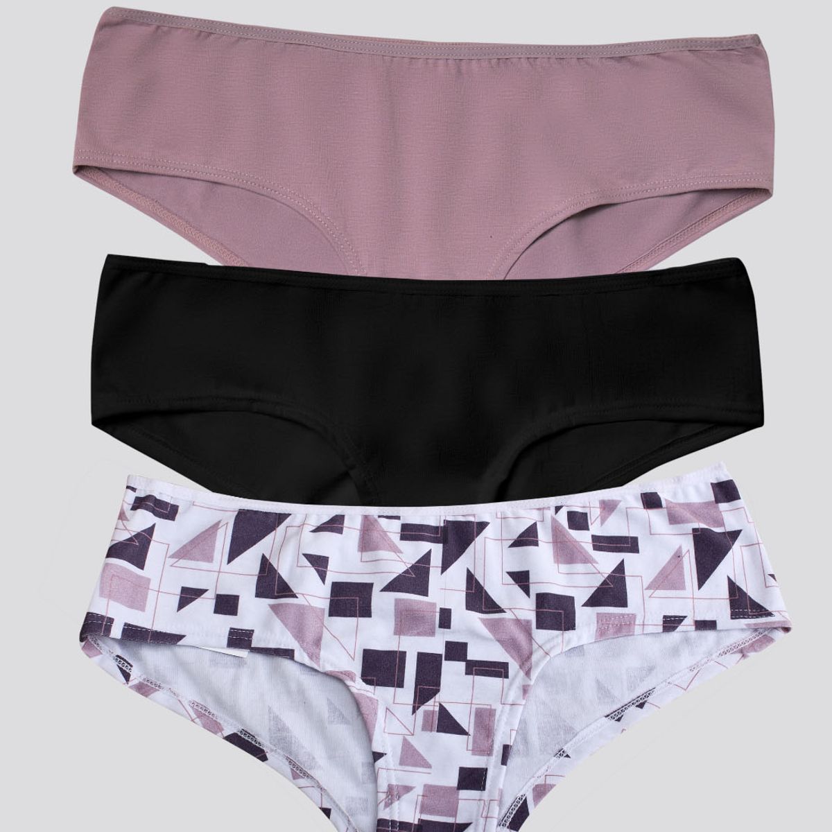 FORMAS INTIMAS - Cachetero Paq X3 Mujer Rosado Malva/Negro/Estampado FI 96589