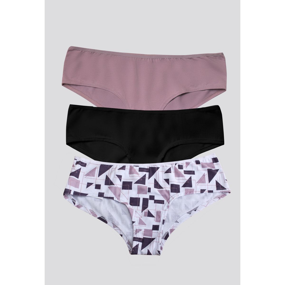 FORMAS INTIMAS - Cachetero Paq X3 Mujer Rosado Malva/Negro/Estampado FI 96589