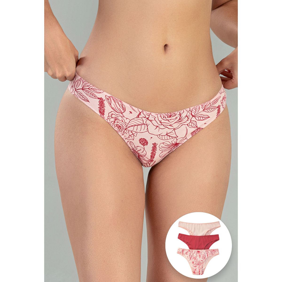FORMAS INTIMAS - Panty Paq X3 Mujer Granate FI 96450