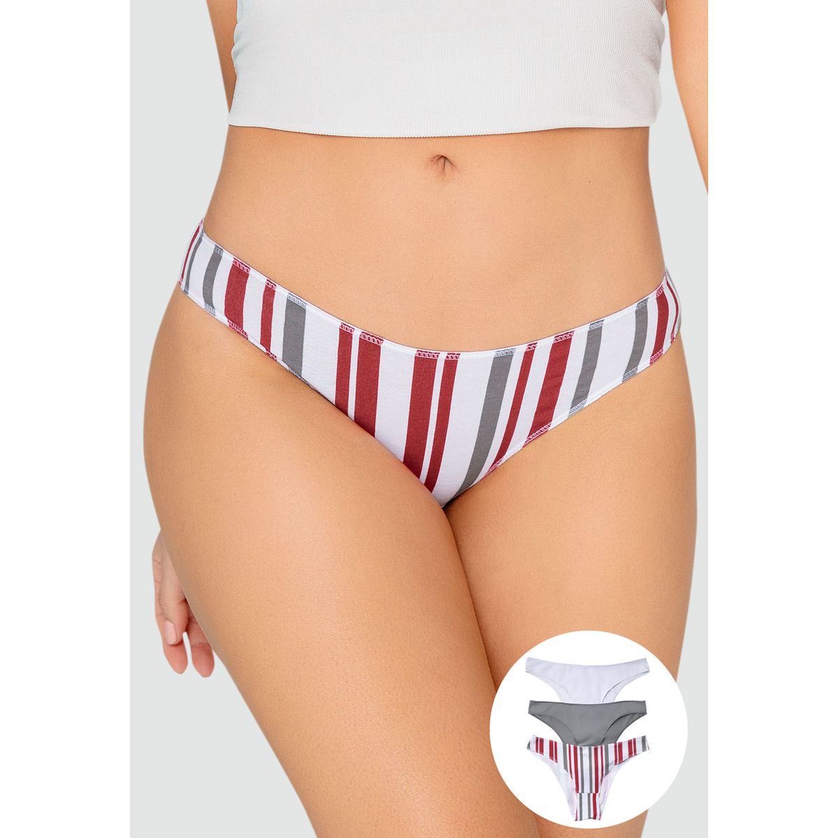 FORMAS INTIMAS - Panty Paq X3 Mujer Gris FI 96450