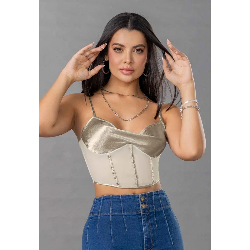 MARKETING PERSONAL - Crop Top Mujer Plateado Mp 100108