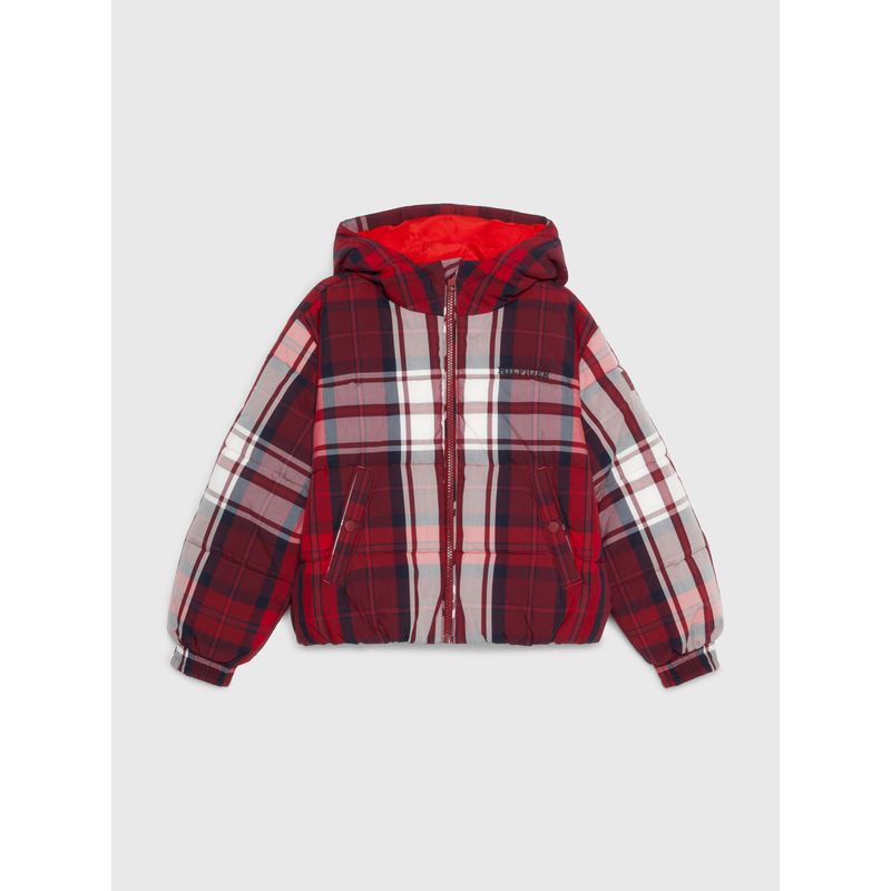 TOMMY HILFIGER - Chaqueta De Niña Cuadros Escoceses Con Gorro Tommy Hilfiger