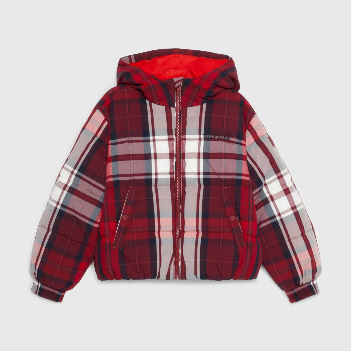 TOMMY HILFIGER - Chaqueta De Niña Cuadros Escoceses Con Gorro Tommy Hilfiger