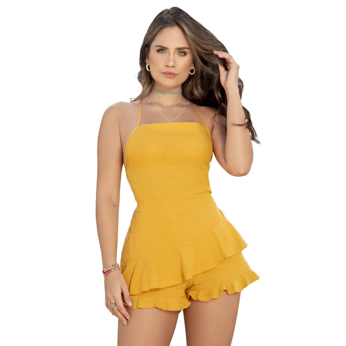 ATYPICAL - Enterizo Corto Mujer Mostaza Atypical 87055