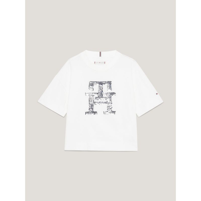TOMMY HILFIGER - Camiseta De Niña Con Monograma Th Lentejuelas Tommy Hilfiger