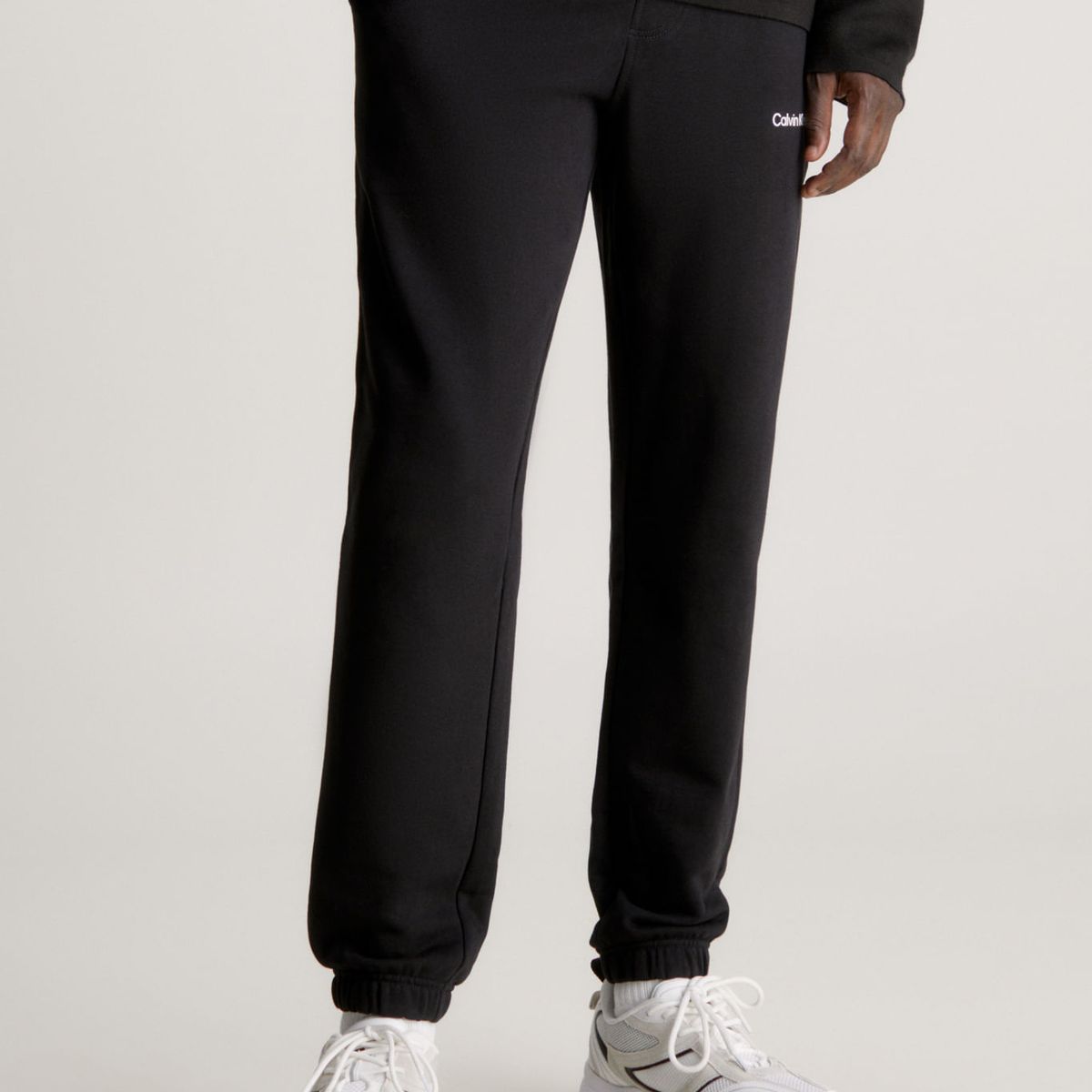 CALVIN KLEIN - Pantalón Negro De Chándal De Felpa De Algodón Calvin Klein