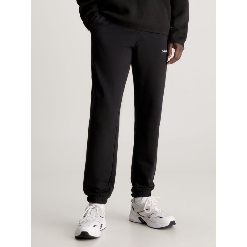 CALVIN KLEIN - Pantalón Negro De Chándal De Felpa De Algodón Calvin Klein