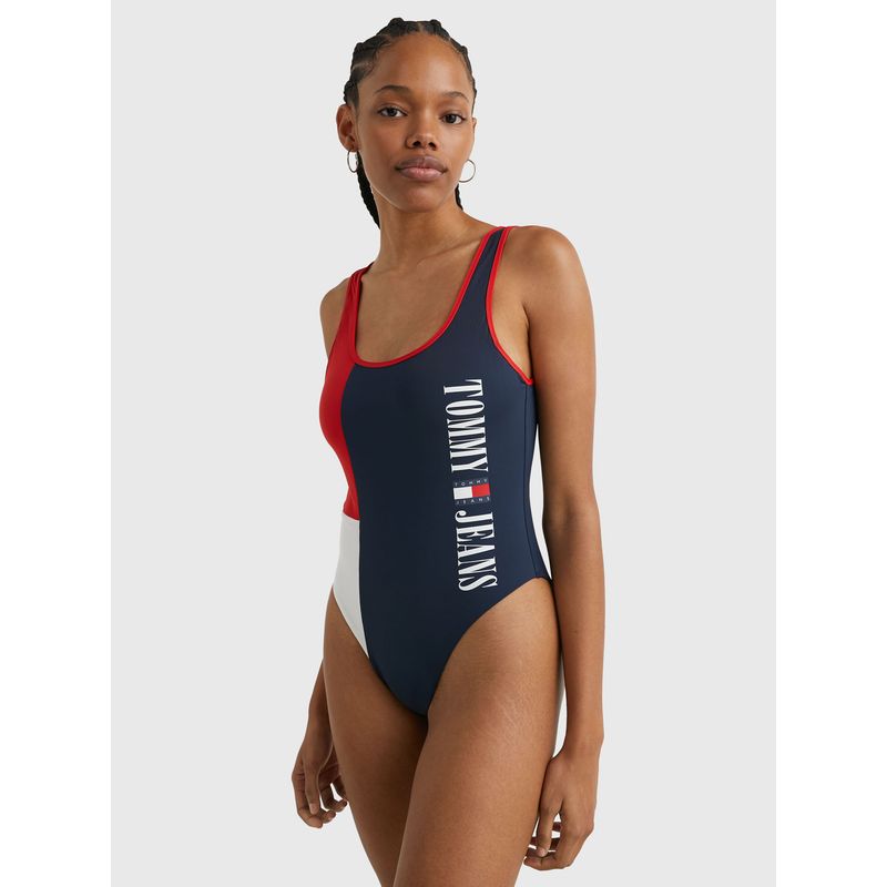 TOMMY HILFIGER - Traje De Baño Azul Con Escote En La Espalda Tommy Hilfiger