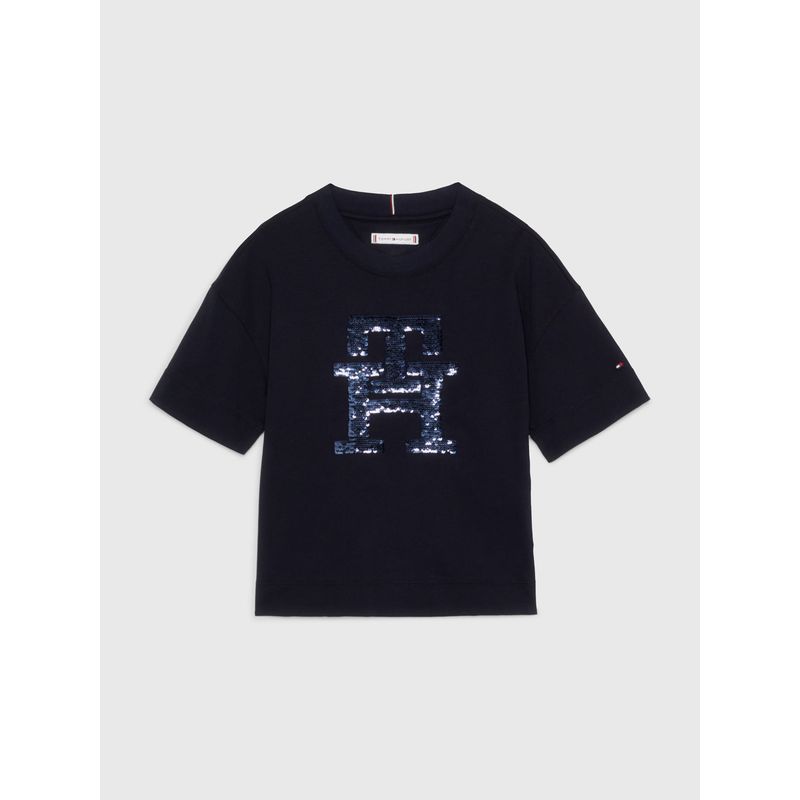 TOMMY HILFIGER - Camiseta De Niña Con Monograma Th Lentejuelas Tommy Hilfiger