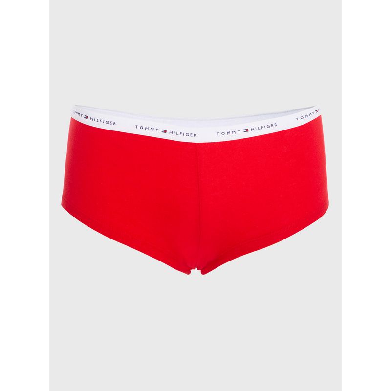 TOMMY HILFIGER - Boyshort rojo con monogramas TH y logo en la cintura Tommy Hilfiger