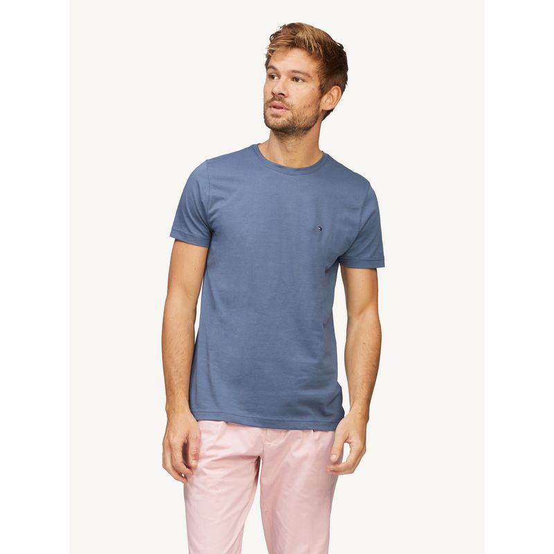 TOMMY HILFIGER - Camiseta Azul Oscuro Slim Fit Esencial Para Hombre Tommy Hilfiger